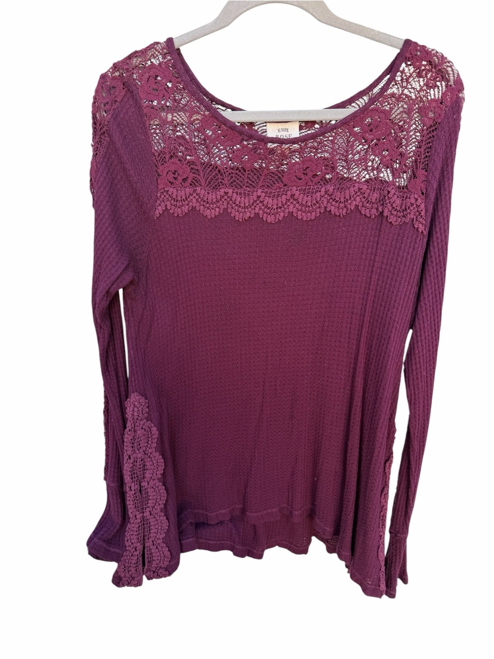 Knox Rose Lace Yoke and sleeve long sleeve  in Burgundy